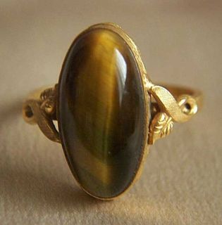 Amazing Signed Clark Coombs 10K GF Tiger Eye Cab Ring