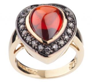 Jacqueline Kennedy Crystal Cabochon Heart Ring —