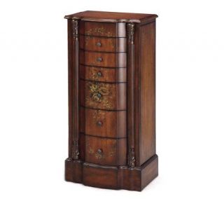 Masterpiece Light Cherry & Floral Jewelry Armoire —