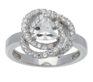 Epiphany Platinum Clad Diamonique Ribbon Design Trillion Ring