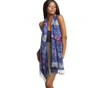 Luxe Rachel Zoe Feather Print Scarf with Twisted Fringe —