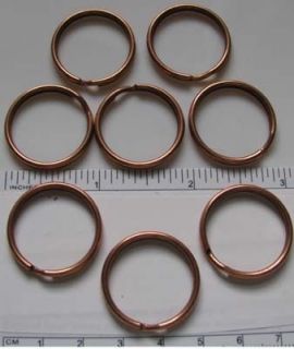 25 KEY RINGS ~25mm 1 Split Ring ~ Bright COPPER Color