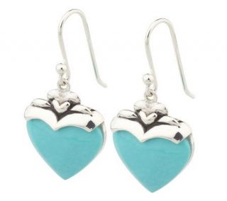 Sterling Turquoise Heart Design Earrings   J69743