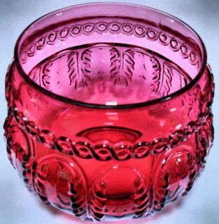 Leaf Umbrella Cranberry Cracker Jar by Northwood Glass Company 1889