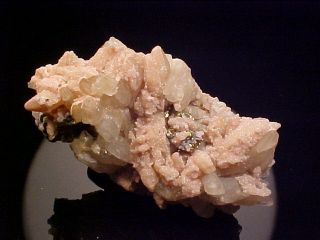 UNIQUE Rhodochrosite on Calcite Crystal BROKEN HILL AUSTRALIA