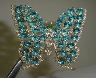 Brilliant Rhinestone Crystal Light Blue Butterfly Pin