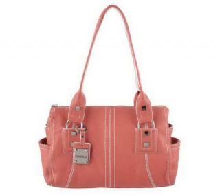 Tignanello Pebble Leather Satchel with Side Pockets   A213488