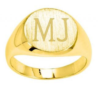 Personalized Satin Round Signet Ring, 14K Gold   J310956