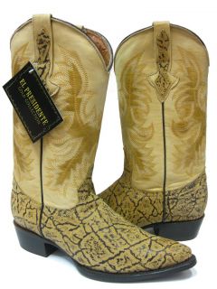  ORIX TAN LEATHER ELEPHANT DESIGN COWBOY BOOTS FOR WESTERN RODEO J TOE