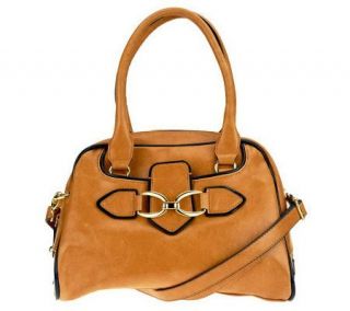 London Fog Dome Satchel w/ Convertible Strap and Hardware Detail