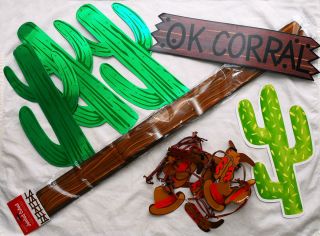  for Cowgirl Cowboy Western Theme Birthday Party Fence Cactus