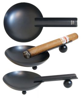 CUBAN CRAFTERS BLACK STAINLESS STEEL CIGAR ASHTRAY FOR 1 CIGAR   BRAND