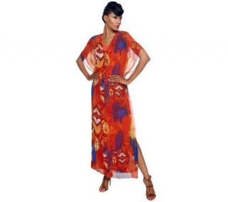 DASH by Kardashian V neck Printed Caftan Maxi Dress   A224088