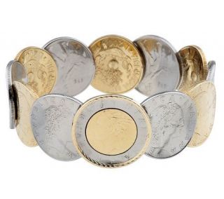 VicenzaGold Average Oval Multi lire Coin Bangle 14K Gold —