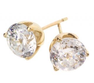 Diamonique 100 Facet 3 ct tw Stud Earrings 14K Gold —