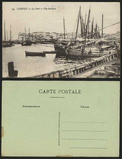 Greece Old Postcard Corfou Corfu Le Port Harbour Boats