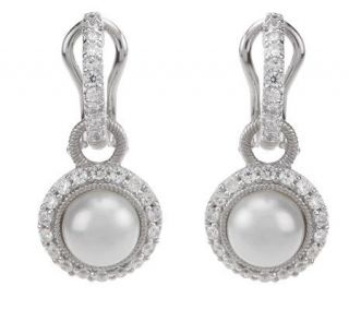 Judith Ripka Sterling 1 Earrings with Cultured Pearl Removable Charm 