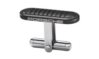 Porsche Cufflinks Laser Engraved Porsche Logo Stainless Steel Black