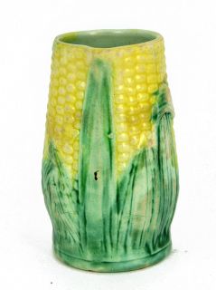 Corn Yellow Water Jug Majolica 20th Century Pitcher