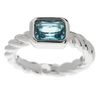 Emerald Blue Topaz Ring with Rope Band 14K Gold   J268502