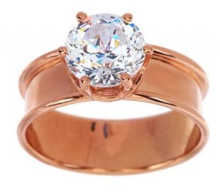 Diamonique 100 Facet 2.00 carat Wide Band Ring, 14K Gold —