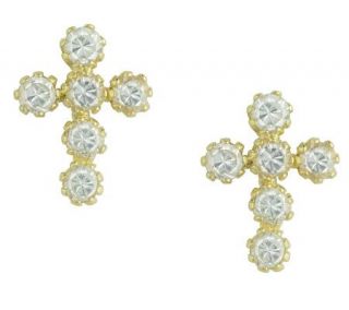 Jewelry of Faith Diamonique Cross Stud Earrings, 14K Gold   J303459