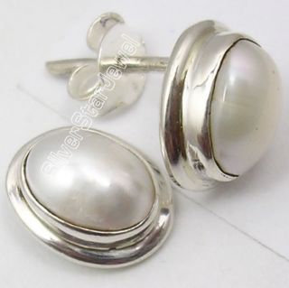   Sterling Silver CULTURE PEARL Lovely Stud Post Earrings 1 2CM India
