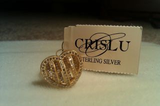 Crislu 18k Gold vermeil .925 Micro Pave CZ Lattice Heart Ring Size 5