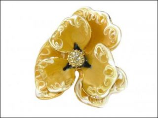  Jay Lane Rose Yellow Enamel Crystal Flower Ring KJL Size 5 9