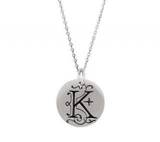 Posh Mommy Sterling Large Initial Disc Pendantwith Chain   J300061