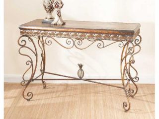 scrolled iron hall accent table antique gold