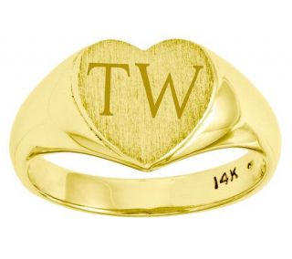 Personalized Satin Heart Signet Ring, 14K Gold   J310960