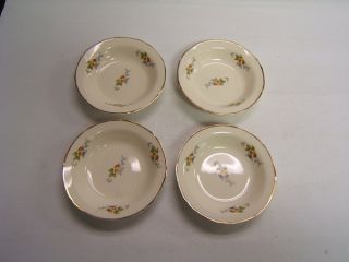 Crooksville China Co Vintage 4 Berry Bowls Ivory Floral