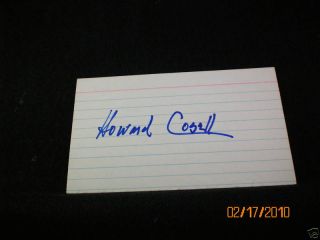 HOWARD COSELL FOOTBALL SIGNED 3 X 5 CARD DECEASED