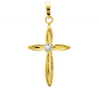 Polished Cross Pendant with Diamond Accent, 14KGold   J311798