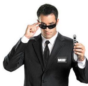Men in Black Adult Costume Kit includes Neuralyzer, sunglasses, and
