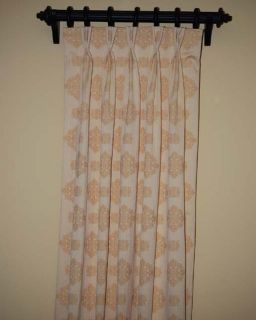  Lined Pinch Pleat Custom Made Gold Tone Medallion Drapes 1 Pair