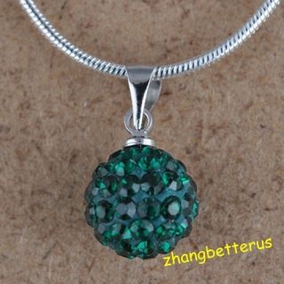 Austrian Green Crystal Pave Disco Ball Beads Necklace Pendants Charms