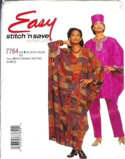 African Ethnic Costume Sewing Pattern Men Unisex Dashiki Robe Caftan