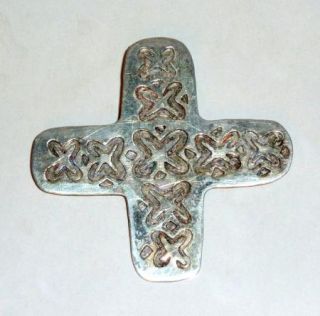  Hecho en Mexico 925 Silver Modern Art Cross Brooch / Pendant 12 grams