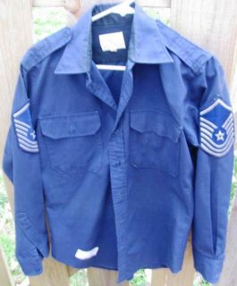 Vietnam era USAF Blue Creighton shirt, sz. 15, Master Sergeant