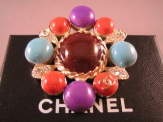 Auth Chanel 07A Byzantine Multicolor Cross Pin Brooch