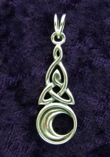 silver celtic trinity knot crescent moon pendant silver celtic trinity