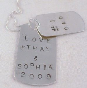 Men Dog Tag Necklace Personalized Custom Silver Father