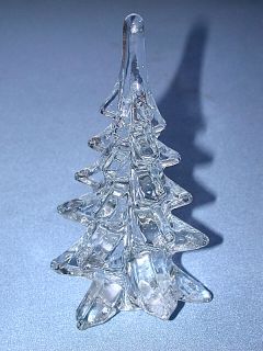  Lead Crystal Art Glass Christmas Pine Tree Paperweight Figurine