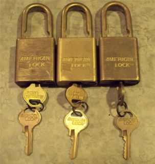 US Military Padlock Lot 3 Locks with Keys American Lock