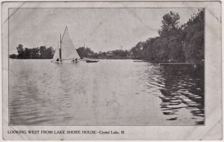 1910 View at Crystal Lake IL Illinois Fox McHenry Algonquin Woodstock