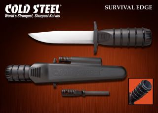 COLD STEEL SURVIVAL EDGE KNIFE (BLACK) w/ SECURE EX SHEATH 80PHB *NEW*