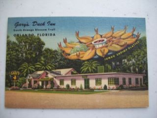 Vintage 1951 Garys Duck Inn Orlando Florida FL Postcard