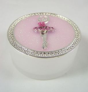 Ellegant Crystal Set Pink Ballerina Trinket Box New